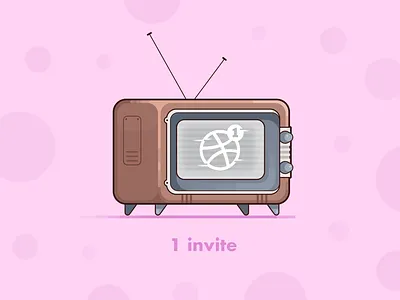 1 dribbble invite dribbble dribbble invite dribbble player fallout illustration invitation invite invites giveaway old one television television set tv vector