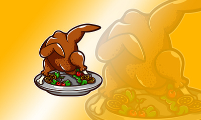 Dabbing Roasted Turkey illustration logo roasted turkey thanksgiving