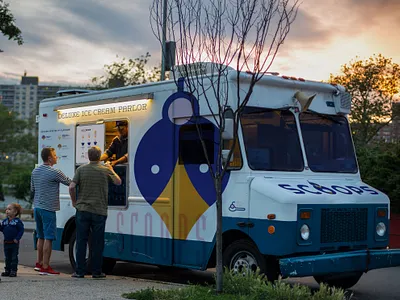 Scoops Ice Cream Co. Ice Cream Truck brand brand identity branding branding design design ice cream brand ice cream truck