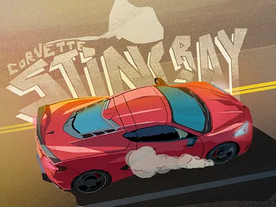Corvette Stingray 2020 automotive car chevrolet corvette illustration photoshop stingray