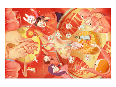 Happy Moon Festival. illustration ipad mid autumn festival moon cake procreate the moon festival traditional festival warm atmosphere