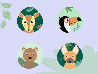 Savannah Animals Avatars animals avatar avatar icons illustration nature