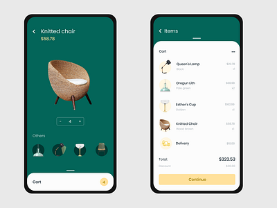 Online item store - Cart cart daily ui dailyui design green online shop online shopping ux yellow
