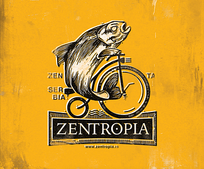 ZENTROPIA logo bar bicycle bike fish pub stamp zen zentropia