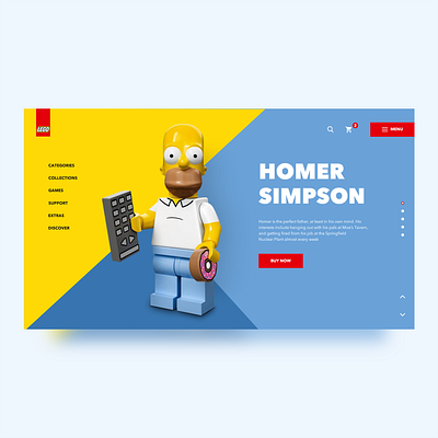 Homer Simpson concept lego creativity daily donut donuts e commerce geometric design homepage illustration landing page lego legos minimal simpsons typography ui ux vector web