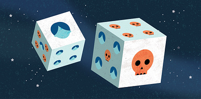 Ethics chance choice death dice editorial ethics illustration life philosophy skull space