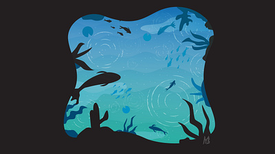 Under Water 2d adobe design fish flat graphic illustration ocean underwater vector wave