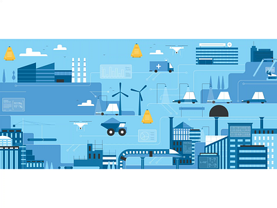 Smart Cities automation buildings cities digital digital painting digitsation flat futuristic graphic illustration motion vector