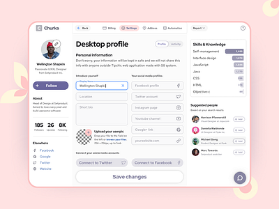 S8 Design System - Profile UI template desktop app bar charts dashboard design desktop figma input list material profile progress settings system templates text field ui ui kit user ux