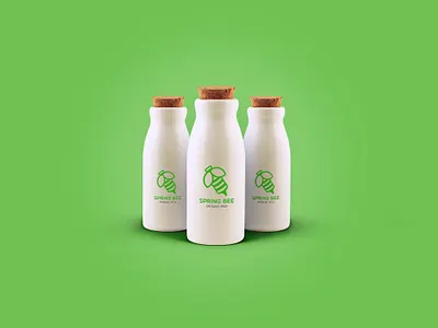 Logo on bottle bee bee logo bees branding design icon illustration logo logodesign milk milk bottle minimal minimalist logo typography
