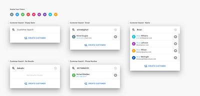 Customer Search avatar colors search ui ux