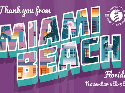 Thank you postcard beach brand identity branding calligraphy florida identity illustration lettering miami retro type typography vector vintage