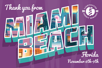 Thank you postcard beach brand identity branding calligraphy florida identity illustration lettering miami retro type typography vector vintage