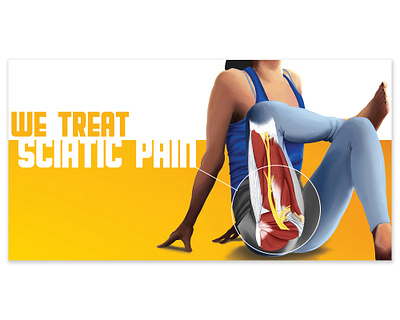 Sciatica Digital Ad advertising anatomy design digital art digital illustration drawing illustraion illustration marketing typography