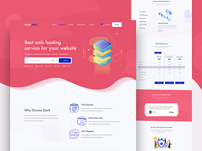 Landing page - Stack Host b2b b2c cloud corporate agency service cryptocurrency deshboard domain hosting pricing support experience popular trending homepage homepage ui ux design illustration saas server theme design typography layout concept web landing page website