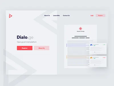 Dialo.ge - Landing Page for Open Government Platform branding design flat georgia government illustration landing platform typography ui vector website