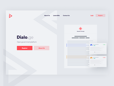 Dialo.ge - Landing Page for Open Government Platform branding design flat georgia government illustration landing platform typography ui vector website