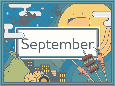 September adobe illustrator bbq graphic design illustration moon september 中秋