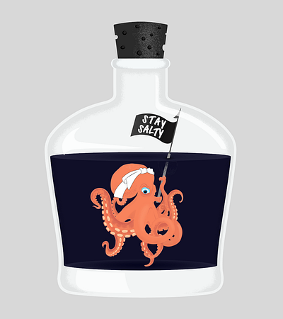 Stay Salty bottle cephalopod graphic graphic design harpoon illustration layers lettering octopus suction tentacle tentacles texture texture brushes typography