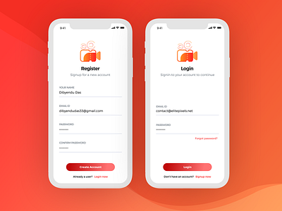 FilmTicket Login Signup app design ui ux