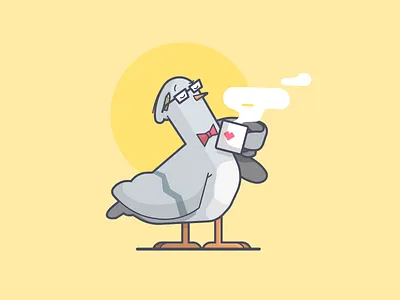 Hip Pigeon bird cartoon coffee hipster illustration line art pigeon