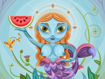 La perla adobe adobe illustrator character design color design fruit illustration illustration art mermaid mexico vectorial illustration