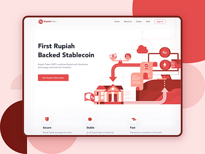 Rupiah Token Website bitcoin blockchain crypto wallet cryptocurrency dashboard finance flat flat design illustration minimal money website