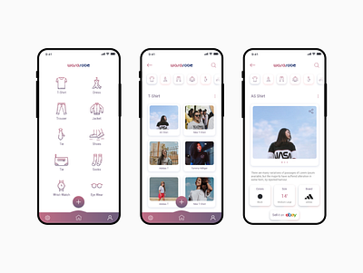 Wardrobe App Ui business design illustration mobile app ui ui ux design ux web website website design