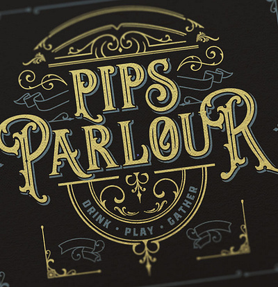 Pips Parlour branding design flourishes logo type vintage