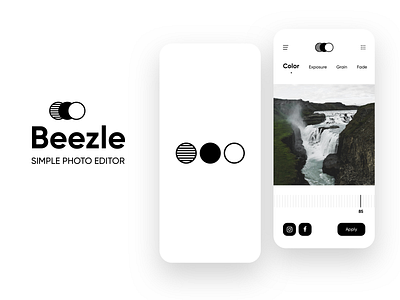 Beezle: Simple Photo Editor app concept app design app ui app ui design branding camera contrast editting iphone x photography photoshop typography