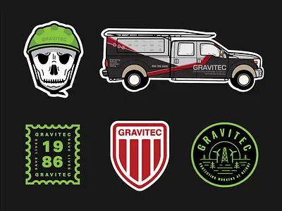 Sticker Designs badge branding design illustration illustrator cc skull stickers truck vector