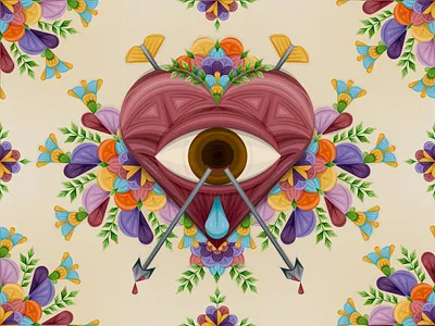 Corazón sufrido adobe adobe illustrator arrows artwork color design flower illustration geometry heart illustration illustration art mexico pattern sacred heart vector vectorial illustration