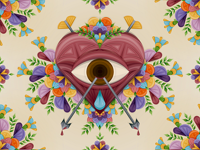 Corazón sufrido adobe adobe illustrator arrows artwork color design flower illustration geometry heart illustration illustration art mexico pattern sacred heart vector vectorial illustration