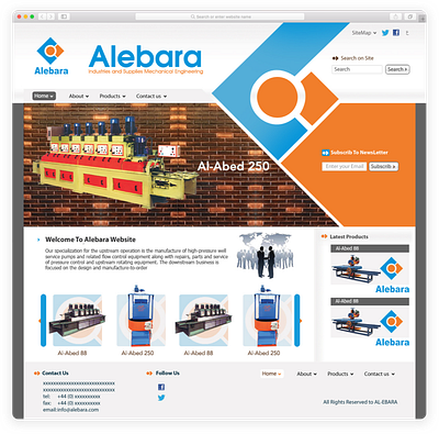 Alebara Industries and supplies mechanical engineering branding design illustration logo mechanical engineering ui ux vector website