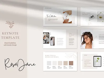 Rosa Jane Keynote Template brand clean creative deck design ebook ecourse fashion femele feminine guidelines keynote layout lookbook minimalist neutral pitch presentation presentation design template