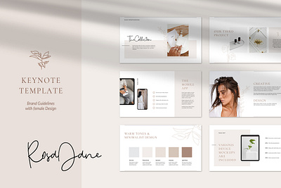 Rosa Jane Keynote Template brand clean creative deck design ebook ecourse fashion femele feminine guidelines keynote layout lookbook minimalist neutral pitch presentation presentation design template