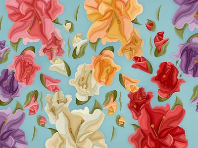 Las gladiolas adobe adobe illustrator artwork color design flower illustration flowers illustration illustration art pattern plants vectorial illustration
