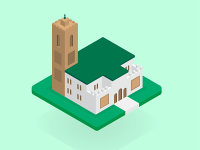 Oujda's Mosque 3d 3d art illustration isometric morocco mosque oujda religion ui vector