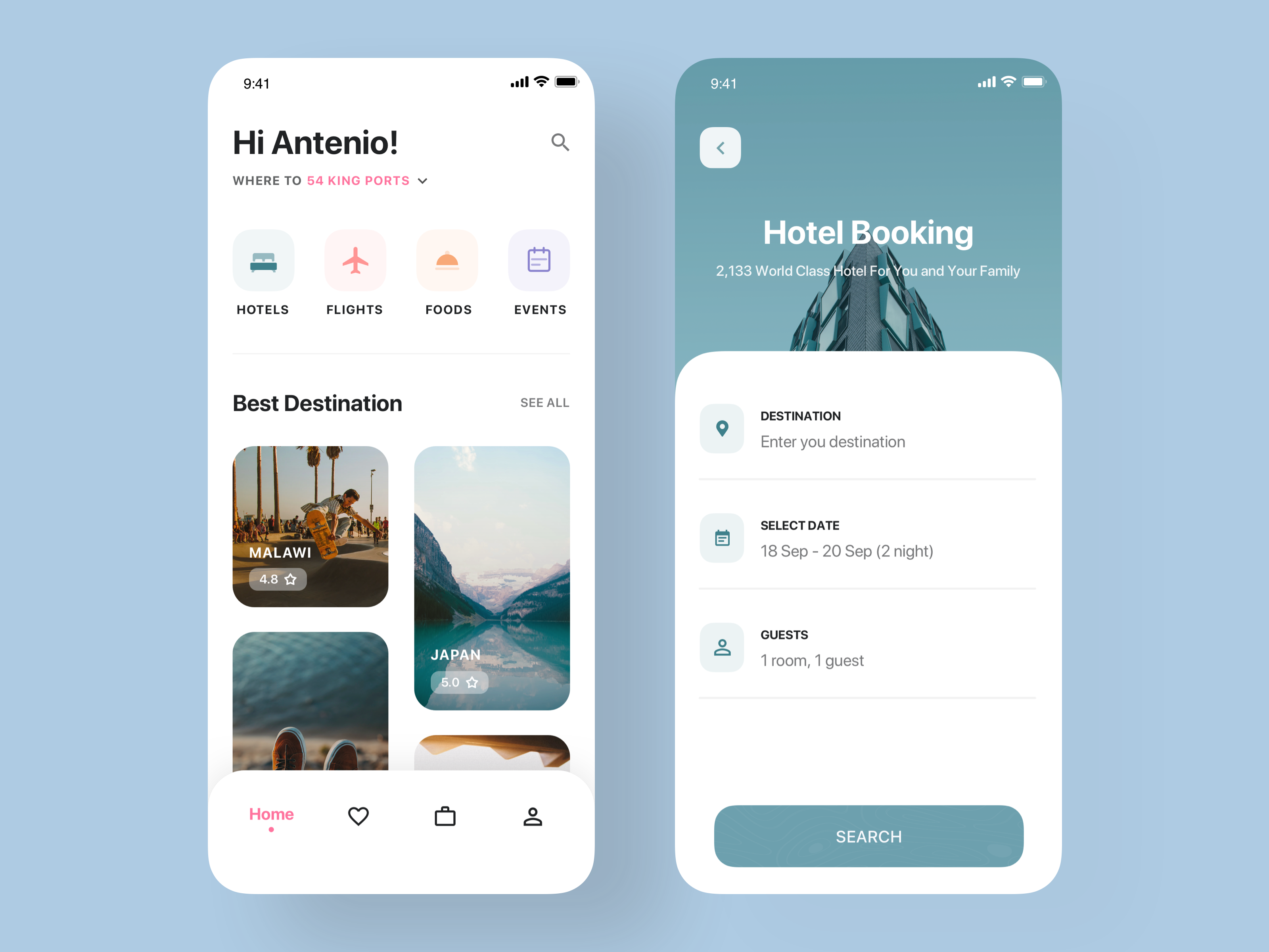 Example of Travel App UI kit
