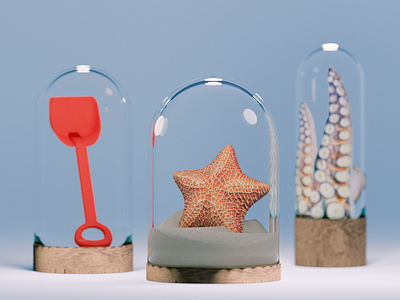 Bottled Summer 3d b3d beach blender octopus render shovel snow globe snowglobe squid starfish tentacle tentacles