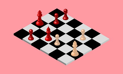 Isometric Chess Board 3d board checkerboard chess design illustrator isometric ivory red