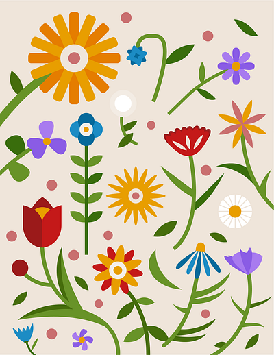 Flowerscape clean flower field flower illustration flowers flowerscape geometry nature vector vectorart wildflowers