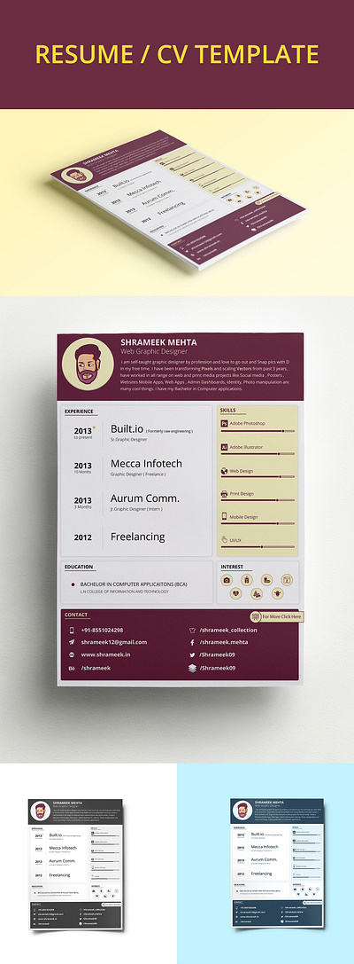 Material Resume / CV Template cv resume template freebie psd resume