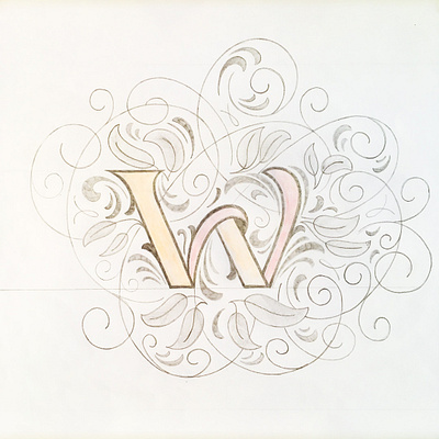 w - letter flourishes lettering sketch