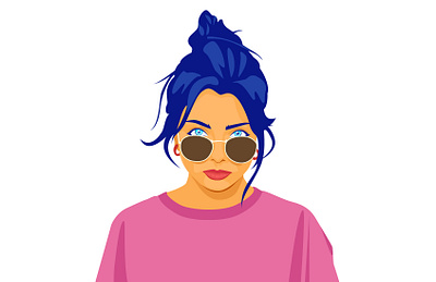 Portrait of a girl in sunglasses character girl illustration portrait portrait illustration vector