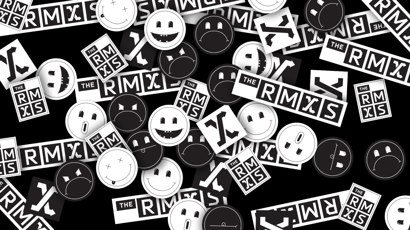 The Remixes stickers branding face illustration logo mockup smiley sticker