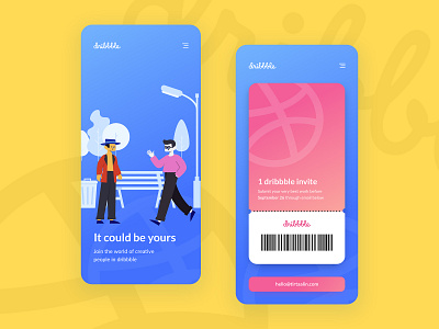 Dribbble Invite blue dribbble dribbble invite dribbble invite giveaway dribbble invites hello dribbble illustration invitation invitation design invite giveaway invites ios mobile app mobile ui pink vector yellow