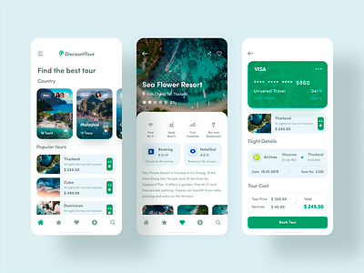 Traveling App DiscountTour adventure app booking clean design designs interface ios minimalist mobile mobile app ocean screen simple travel trip ui ux