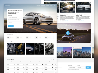 Recall Website automotive brands car cards grid landing landing page motor website