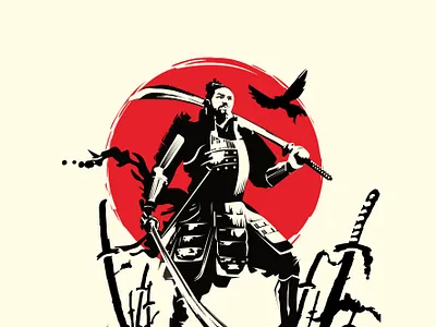 samurai ink sketch charachter illustration mascot mascot logo ronin samurai
